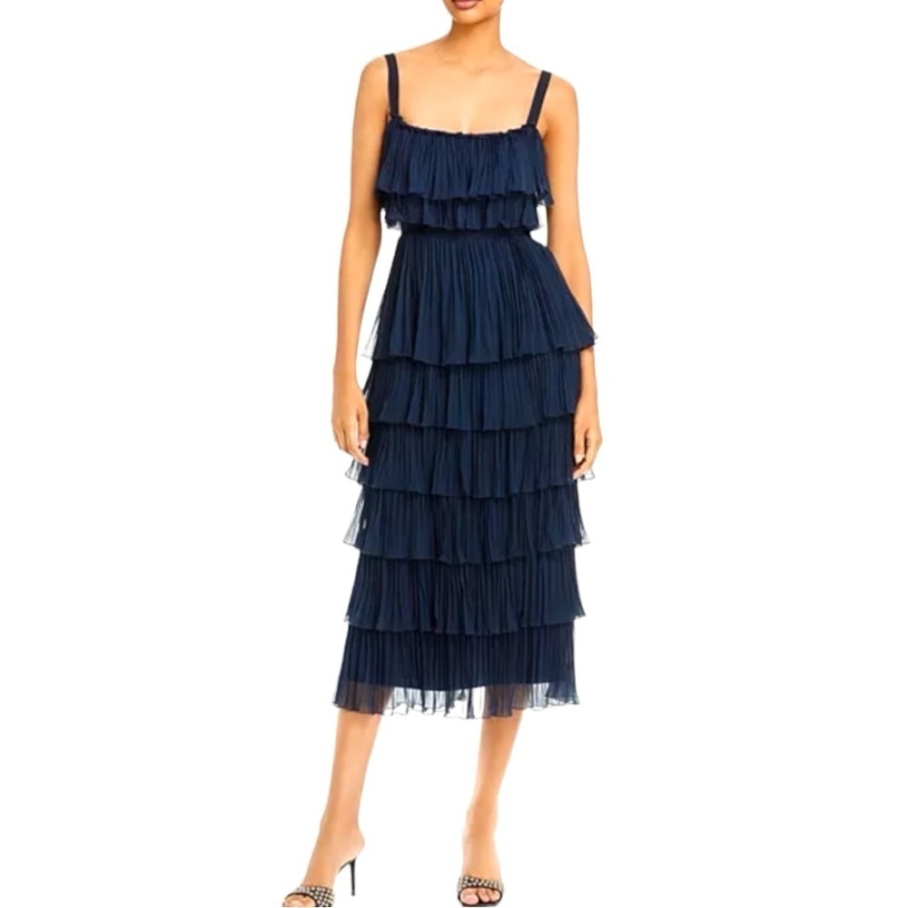 Cinq a Sept New Cinq À Sept Elaine Ruffle Tier Midi Dress Indigo 6